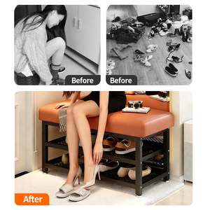 <strong>Shoe</strong> Storage <strong>Bench</strong> <strong>with</strong> Seat Cushion, Upholstered <strong>Shoe</strong> <strong>Rack</strong> <strong>Bench</strong>,<strong>Shoe</strong> Storage Organizer <strong>with</strong> Metal Mesh Shelves for <strong>Shoe</strong> Store - Product Image 5