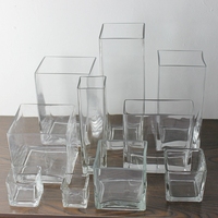Mini aquarium 6x6cm en verre électroplaqué argenté à large ouverture, pot carré pour bougie ou bouteille