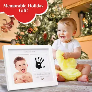 Or Foot Print Kit Wood Picture Frame Baby - 11"x 9" White Home Decoration Iron Brown Box OEM Photo Frame Wooden Frames Hand