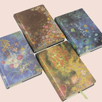 Carnet de notes rétro à couverture rigide en papier coloré à motifs floraux, format A5, style imprimé avec reliure thermique, 60 feuilles