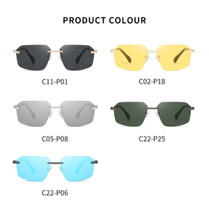 Newest High Quality Luxury Classic Irregularity Square <b>Rimless</b> Shades Polarized UV400 TAC Lens Retro Women <b>Men</b> Metal <b>Sunglasses</b> - Product Image 5