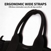 Tas Rajut Kain Tenun Kustom Grosir dengan Pola Geometris & Cetakan Ganda, Tas Jinjing Kasual untuk Dibawa di Pergelangan Tangan/Bahu