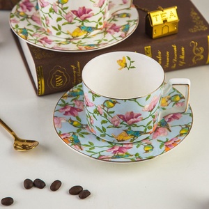 High Quality Flower and Bird Decal Mug Bone China Cup and Saucer <b>Set</b> European Coffee <b>Tea</b> Cup - Product Image 6