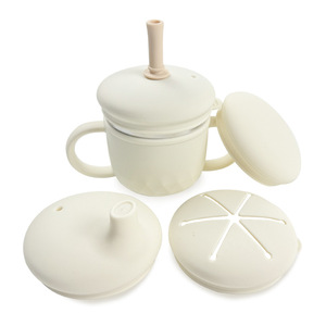 Vaso Infantil de Silicona de Grado Alimenticio con Pajita, Asa y Tapa Reemplazable Antiderrames, Diseño Dos en Uno - Product Image 3