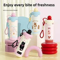 Gourde isotherme portable en acier inoxydable 650 ml avec paille, motif dessin animé, pour étudiants et activités de plein air, maintien au chaud 12-24h