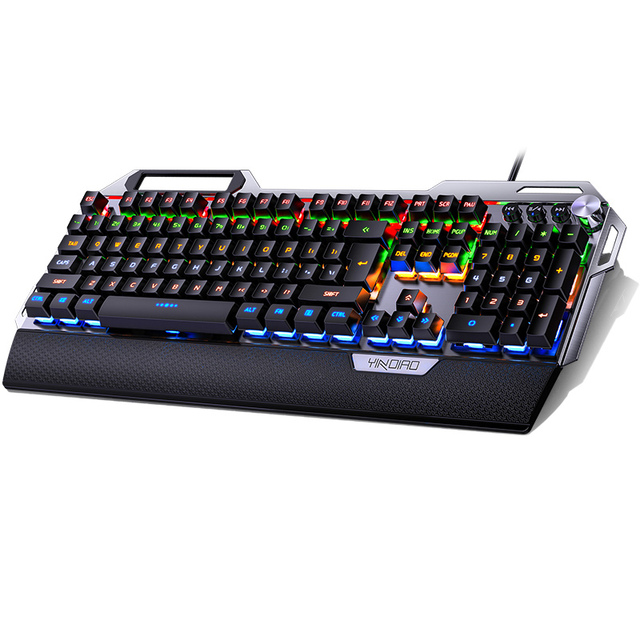 108-Key Gateron Brand Metal Wired Multifunctional Gamer Mechanical Keyboard with 12 Kinds Light Large Hand Rest Multimedia Knob
