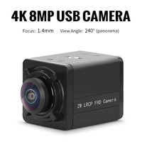 Cámara USB 2.0 14209 5600, 4K, Lente Panorámica Distorsionada de 240 Grados y 1.4 mm, Sensor CMOS IMX334, MJPG 30fps, UVC 8MP, Montaje M12, Multi-OS