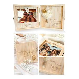 Boîte de rangement en bois à couvercle rabattable pour cadre photo commémoratif, cadeau pour demoiselle d'honneur, fleurs séchées, boîte cadeau en bois massif, article de décoration intérieure - Product Image 5