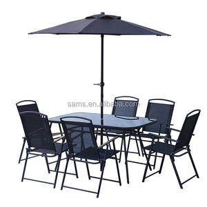Venta al por mayor al aire libre ocio <span class=keywords><strong>mesa</strong></span> de comedor conjunto de 6 plazas 8 piezas mesas y sillas de cafetería con sombrilla con paraguas - Product Image 3