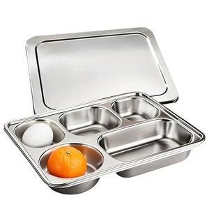 304 Stainless Steel 5 Compartments Rectangle Polished <b>Metal</b> Factory Direct <b>Lunch</b> <b>Box</b> With Lid Fits Eggs and Oranges - Product Image 1