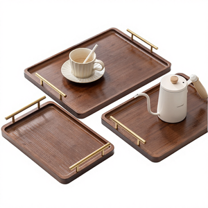 Bandeja de Servicio de Alimentos Biodegradable de Bambú con Asa Dorada para Acampar - Product Image 4