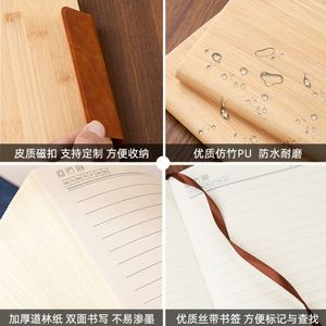 Personalized Business Office A5 <b>Diary</b> With Thickened Printing Logo Custom Bamboo and Wood Grain <b>Notebook</b> With Magnetic Closure - Product Image 4