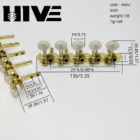 HIVE Double-hole Steel Column Gold White Small Round Head 1:15 10-string 5R5L 5-in-line Guitar Tuning Peg Accessories