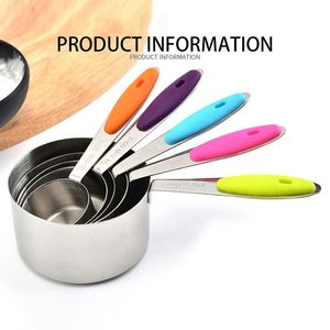 Hot Sale Kitchen Baking Tool 5pcs Nonslip Handle <b>Measuring</b> <b>Spoon</b> Stainless Steel <b>Measuring</b> Cup Set - Product Image 3