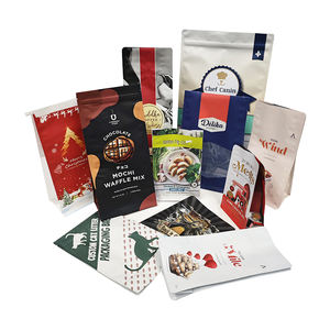 Papier d'aluminium laminé imprimé sur mesure sac de <span class=keywords><strong>pochette</strong></span> à fond plat à huit joints latéraux pour café sac d'emballage alimentaire pour animaux de compagnie - Product Image 1