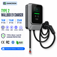Borne de recharge murale pour VE Type 2 Triphasée 7kW 11kW 22kW 16A 32A 400V Tesla Royaume-Uni Europe Résidentiel Véhicule Particulier Vente en Gros