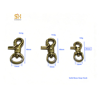 Mousqueton pivotant en laiton massif, petite et moyenne taille, accessoires pour laisse et collier de chien, clips à déclenchement en laiton poli