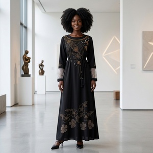 Abaya de style Dubaï pour femmes, robe musulmane, kaftan avec strass dorés, Ramadan, Eid, <span class=keywords><strong>caftan</strong></span> marocain, vêtements islamiques en gros - Product Image 5