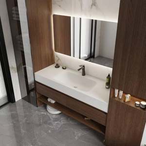 Modern Simple Integrated Basin Bathroom <b>Cupboard</b> with Rock Board Seamless Simple Design Modern Bathroom <b>Cupboard</b> - Product Image 5
