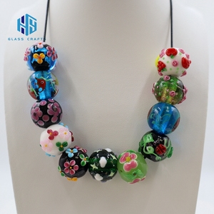 Bulk Large Hole Handmade Murano Big 5mm Hole Round Flower Fish Animal Floral Lampwork Glass <strong>Beads</strong> for Diy Jewelry Making - Product Image 1