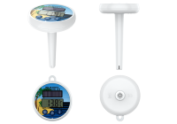 Termometer Kolam Renang Digital Tahan Air dengan Layar LCD Resolusi 0.1C Bertenaga Surya Tampilan Suhu Tinggi/Rendah untuk Kolam Renang dan Bak Mandi Air Panas.