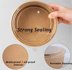 Sẵn sàng để tàu tùy chỉnh dùng một lần compostable kraft giấy súp Bát giấy thực phẩm container 500ml 750ml với nắp cho bạn lựa chọn - Product Image 2