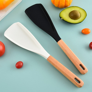 Silicone Spatula With Wooden Handle 2 Pieces Oven Safe Microwave Safe For <b>Cooking</b> Baking Food Serving Utensils - Product Image 3