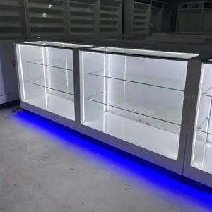 Retail Smoke Shops Supplies Dispensary Store Display Counter Modern Retail Store Shelves Smoke Shop Glass Display Showcase