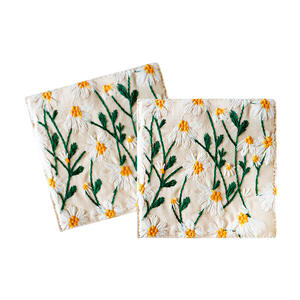 Posavasos Rectangular de Lino y Algodón con Bordado de Margaritas, Aislante del Calor, para Tazas de Té - Product Image 2