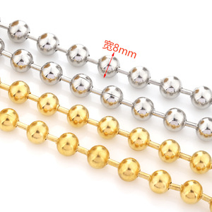 Cadena de acero inoxidable con cuentas de 8 mm, chapada en oro, con forma de bola, accesorios de joyería DIY para pulsera y collar de hombre - Product Image 2