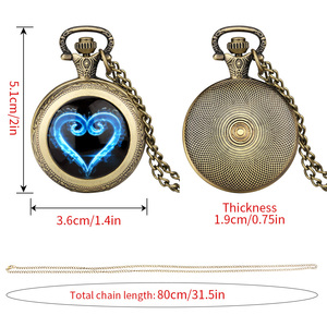 Collier pendentif vintage steampunk en forme de cœur, <span class=keywords><strong>montre</strong></span> de poche avec chaîne pour homme et <span class=keywords><strong>femme</strong></span>, cadeau - Product Image 5