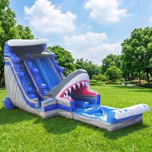 WINSUN Shark Theme Inflatable Water <b>Slide</b> PVC Waterproof Fireproof Commercial Grade Kids Adults Party Amusement Park - Product Image 1