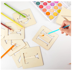 24 Pcs Pochoirs Alphabet Grec Lettres Grecques en <span class=keywords><strong>Bois</strong></span> Peinture Lettres Grecques <span class=keywords><strong>pour</strong></span> Palettes de Graduation - Product Image 4