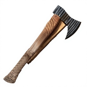 Hacha Vikinga Artesanal Steel Craft International, Acero al Carbono 45, Diseño de Cabeza Grabada con Barba, Mango de Madera de Fresno, Personalizada para Exteriores - Product Image 1