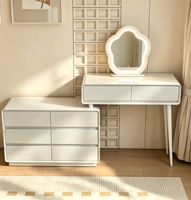 Ensemble de coiffeuse en bois massif moderne de luxe nordique miroir à lumière LED avec tiroirs de rangement pour meubles de chambre à coucher appartement maison