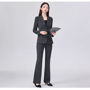 Women's Suit Set Polyester <b>Wool</b> Blend Full Sleeve Anti-Wrinkle Office Lady Autumn Formal Wear Professional Business Outfit - Product Image 4