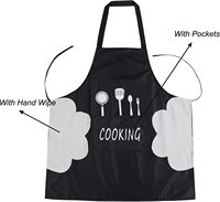 DS1739 Tablier à bavette réglable avec 2 pochesTablier de barbecue Serviettes en velours corail Tabliers de cuisine imperméables avec essuyage à la main