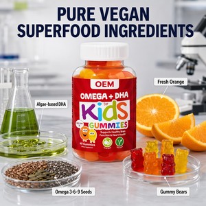 Gommes multi-vitamines quotidiennes pour enfants DHA Omega 3 Zinc <span class=keywords><strong>Vitamine</strong></span> C D3 Soutien immunitaire Croissance Développement - Product Image 5