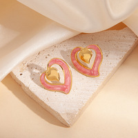 Boucles d'oreilles clous en acier inoxydable multicolores en forme de cœur MW Designer pour femmes, accessoires imperméables pour les oreilles, bijoux tendance