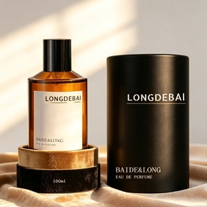 Flacon de parfum vide en verre ambré de luxe en gros, cylindrique, avec pulvérisateur, 30ml, 50ml, 100ml, 250ml, avec autocollant - Product Image 3