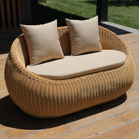 Canapés et bancs de salon traditionnels en rotin tressé PE pour l'extérieur, fauteuils tissés, ensemble de jardin avec coussins imperméables, écologique, pour villa