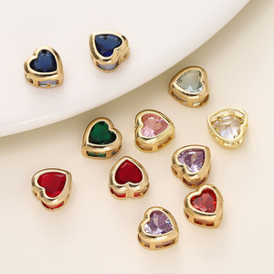 Cuentas de cristal en forma de corazón, cobre chapado en oro, cuentas espaciadoras para hacer joyería DIY, para pulseras y collares - Product Image 4