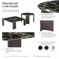 Ensemble de tables basses en marbre haut de gamme, design géométrique, base en métal, pour la maison de luxe, hôtel, salon, projet de mobilier