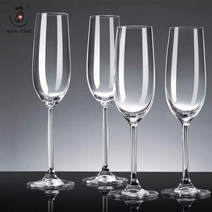 Dian Tong Flûtes à vin transparentes à long pied pour mariage et restaurant, lot de 6, avec logo personnalisé et bord doré - Product Image 1