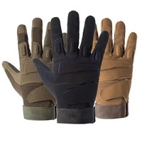 Gants tactiques de protection noirs pour le sport, la moto, le tir et le combat, à doigts entiers