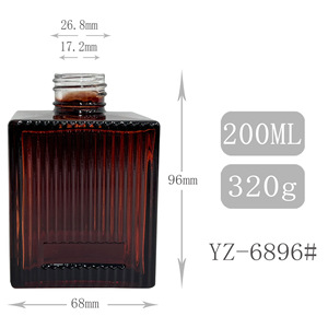 <span class=keywords><strong>Diffuseur</strong></span> d'huiles essentielles en verre à rayures verticales carrées de 200 ml, flacon de <span class=keywords><strong>parfum</strong></span> avec bouchon à vis et bâtonnets - Product Image 6