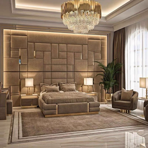 Perabotan tempat tidur Italia mewah produsen ukuran kustomisasi Set kamar tidur mewah tempat tidur lapis kain dengan sandaran kepala tinggi - Product Image 1