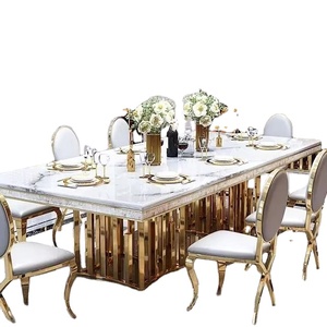 Đồ nội thất phòng khách Bắc Âu bàn ăn bằng đá cẩm thạch sang trọng Bàn Ăn Hiện đại đặt bàn ăn vàng - Product Image 1