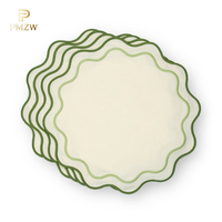 Napperons et serviettes PMZW vert rose brodés faits main style européen pour la maison et l'avion 100% lin 60x60cm écologiques