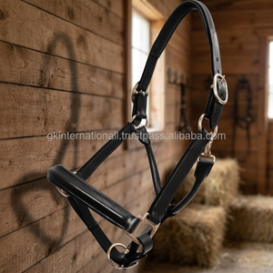 Horse <b>Halter</b> Brass Hardware Solid Comfortable and Adjustable Genuine Leather Horse Racing Training <b>Halter</b> - Product Image 1
